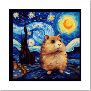 Scared Hamster, van gogh style, starry night, Post-impressionism Posters and Art